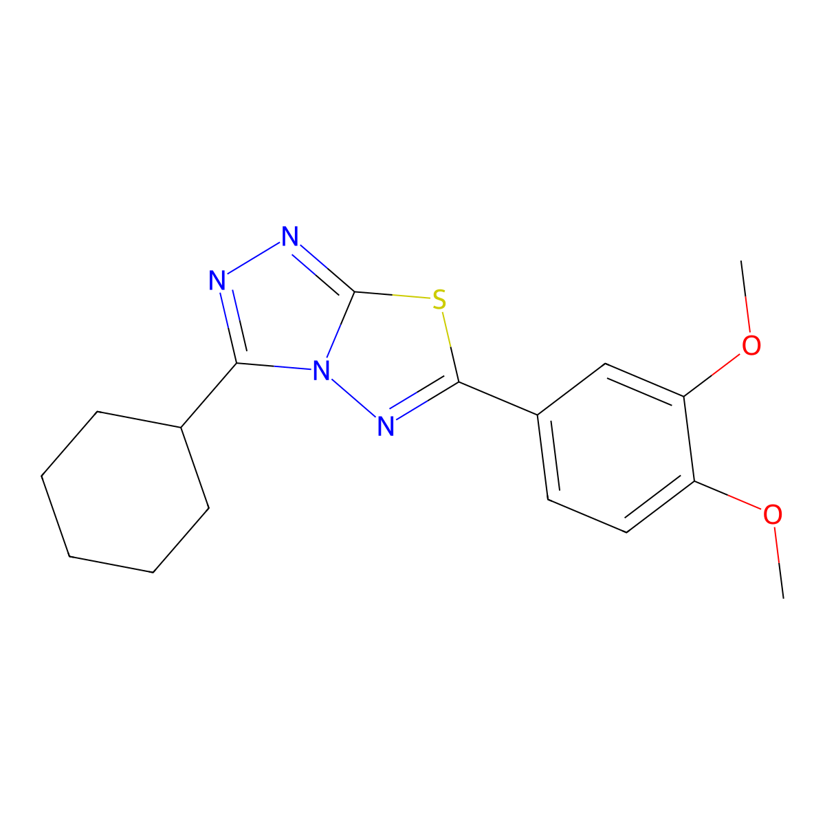 3-Cyclohexyl-6-(3,4-dimethoxyphenyl)[1,2,4]triazolo[3,4-b][1,3,4]thiadiazole molecular structure, CAS 843615-89-4
