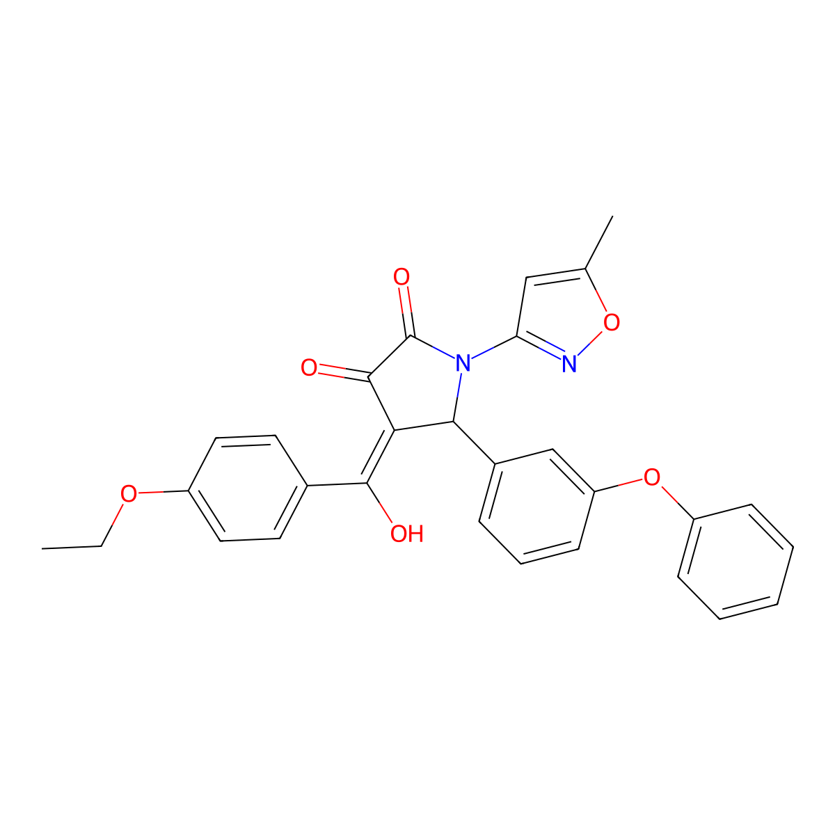 4-(4-ethoxybenzoyl)-3-hydroxy-1-(5-methyl-1,2-oxazol-3-yl)-5-(3-phenoxyphenyl)-2,5-dihydro-1H-pyrrol-2-one molecular structure, CAS 843616-18-2