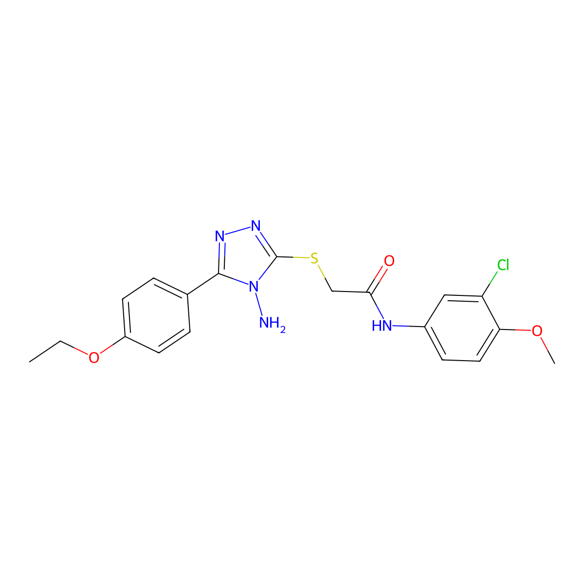 2-{[4-amino-5-(4-ethoxyphenyl)-4H-1,2,4-triazol-3-yl]sulfanyl}-N-(3-chloro-4-methoxyphenyl)acetamide molecular structure, CAS 843616-77-3