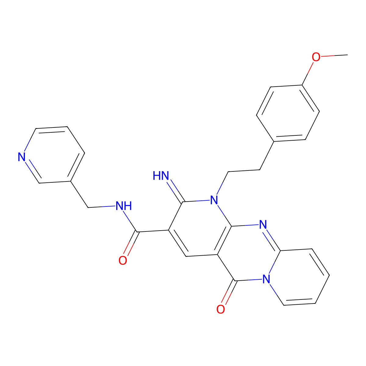 2-imino-1-[2-(4-methoxyphenyl)ethyl]-5-oxo-N-(pyridin-3-ylmethyl)-1,5-dihydro-2H-dipyrido[1,2-a:2',3'-d]pyrimidine-3-carboxamide molecular structure, CAS 843616-87-5