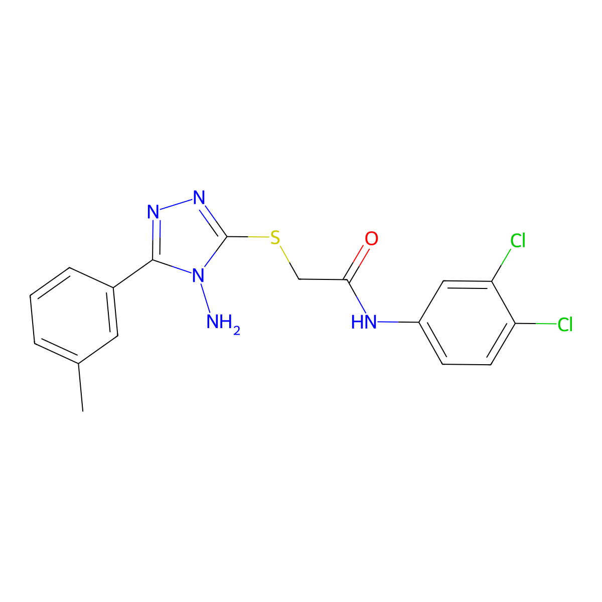 2-((4-amino-5-(m-tolyl)-4H-1,2,4-triazol-3-yl)thio)-N-(3,4-dichlorophenyl)acetamide molecular structure, CAS 843617-16-3