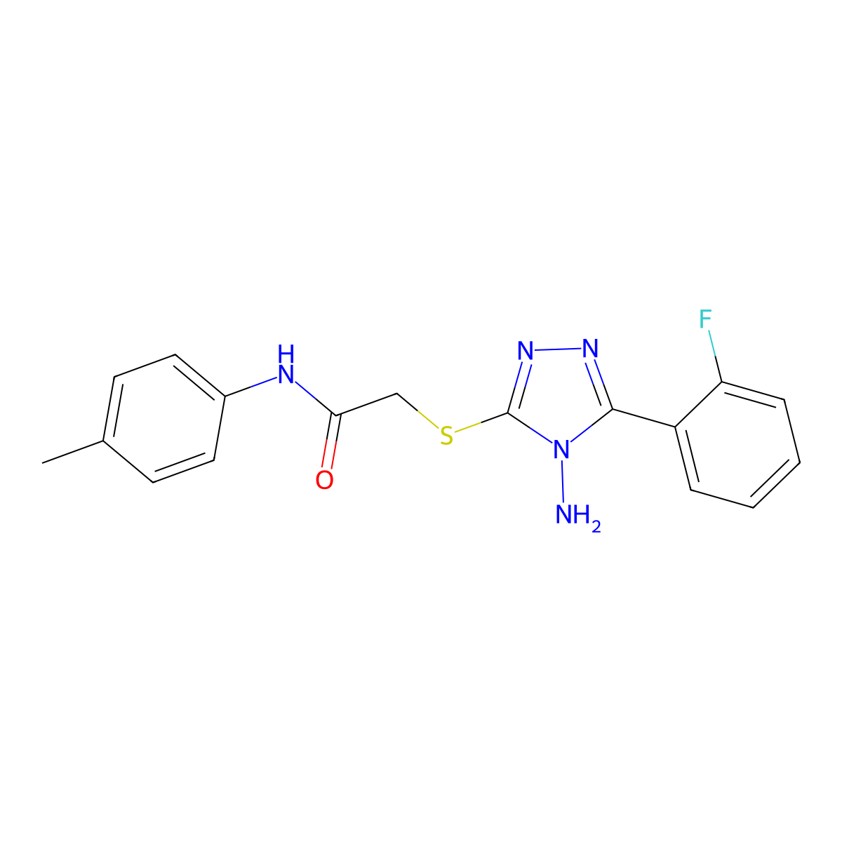 2-{[4-amino-5-(2-fluorophenyl)-4H-1,2,4-triazol-3-yl]sulfanyl}-N-(4-methylphenyl)acetamide molecular structure, CAS 843617-29-8
