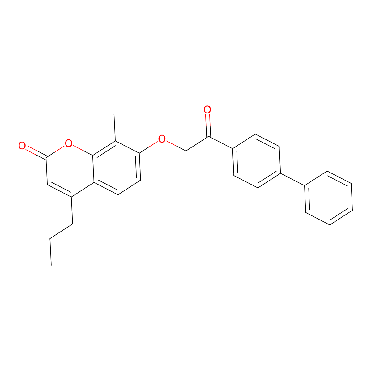 7-[2-(biphenyl-4-yl)-2-oxoethoxy]-8-methyl-4-propyl-2H-chromen-2-one molecular structure, CAS 843617-53-8