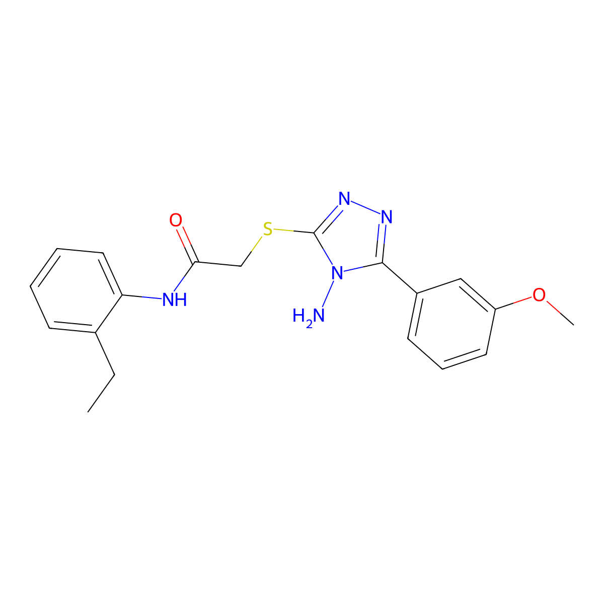 2-[4-amino-5-(3-methoxyphenyl)(1,2,4-triazol-3-ylthio)]-N-(2-ethylphenyl)aceta mide molecular structure, CAS 843617-85-6