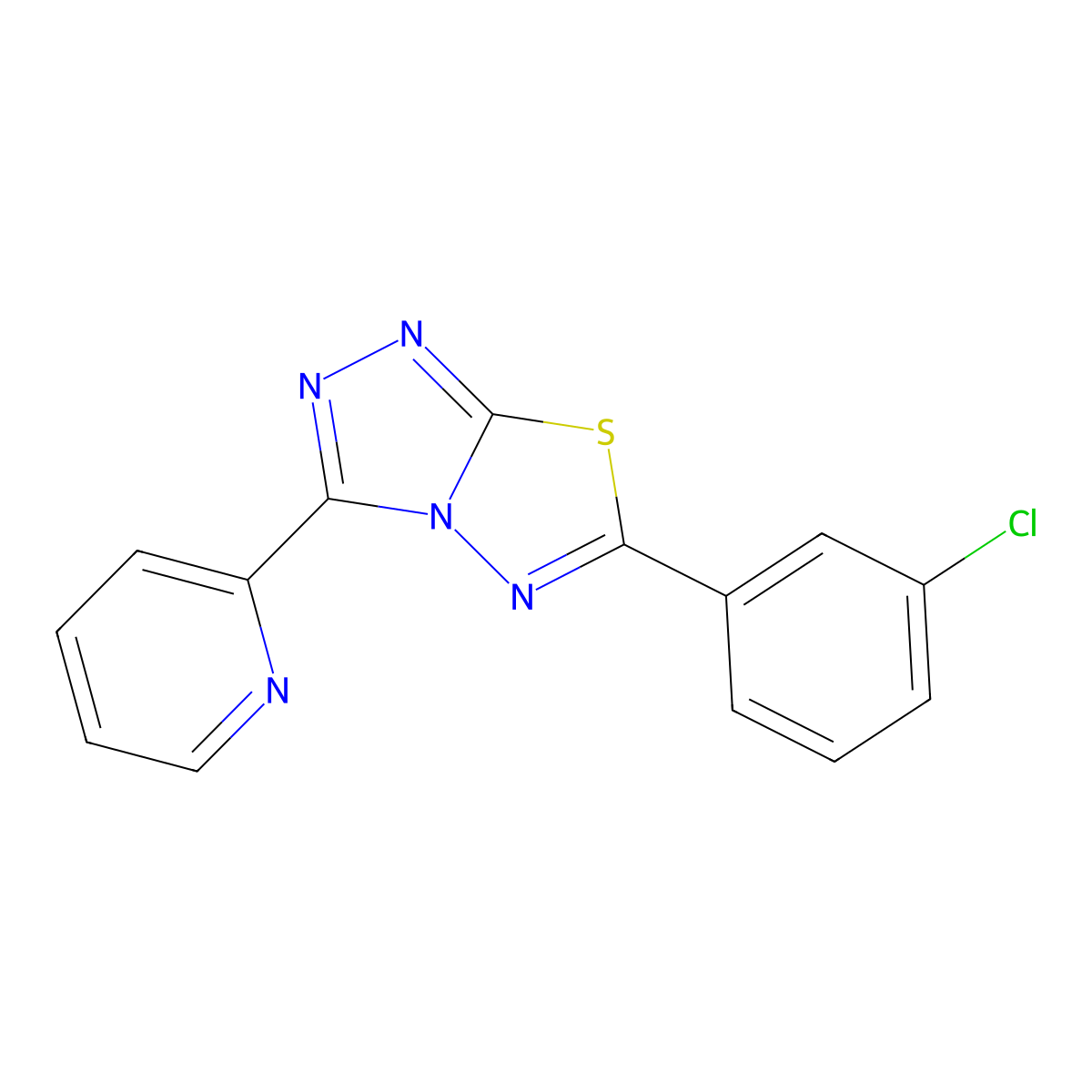6-(3-Chlorophenyl)-3-pyridin-2-yl-[1,2,4]triazolo[3,4-b][1,3,4]thiadiazole molecular structure, CAS 843617-98-1