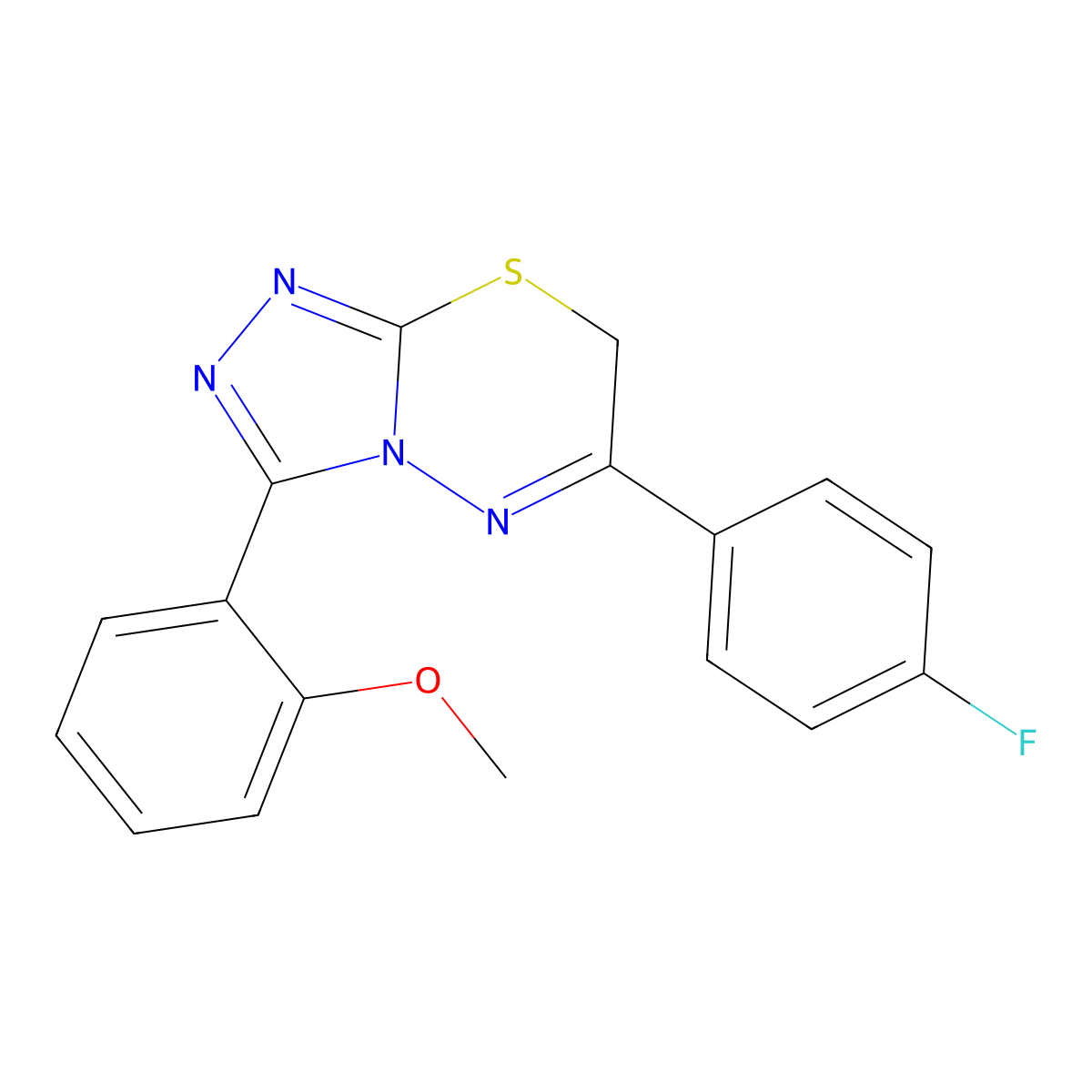 6-(4-fluorophenyl)-3-(2-methoxyphenyl)-7H-[1,2,4]triazolo[3,4-b][1,3,4]thiadiazine molecular structure, CAS 843618-60-0