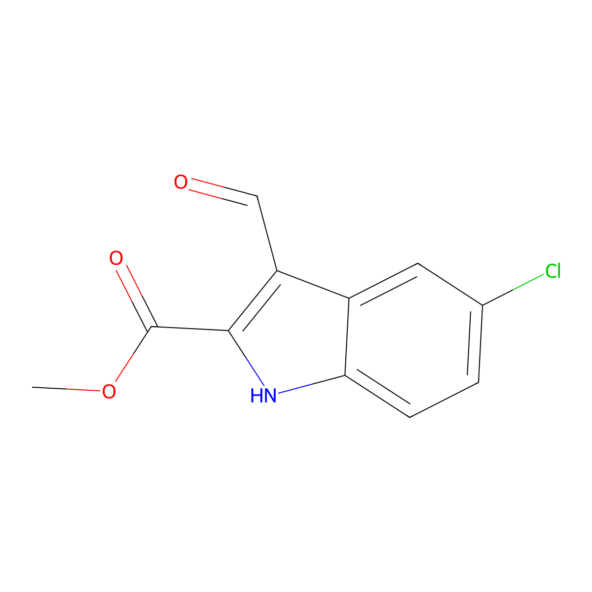 methyl 5-chloro-3-formyl-1H-indole-2-carboxylate molecular structure, CAS 843619-25-0