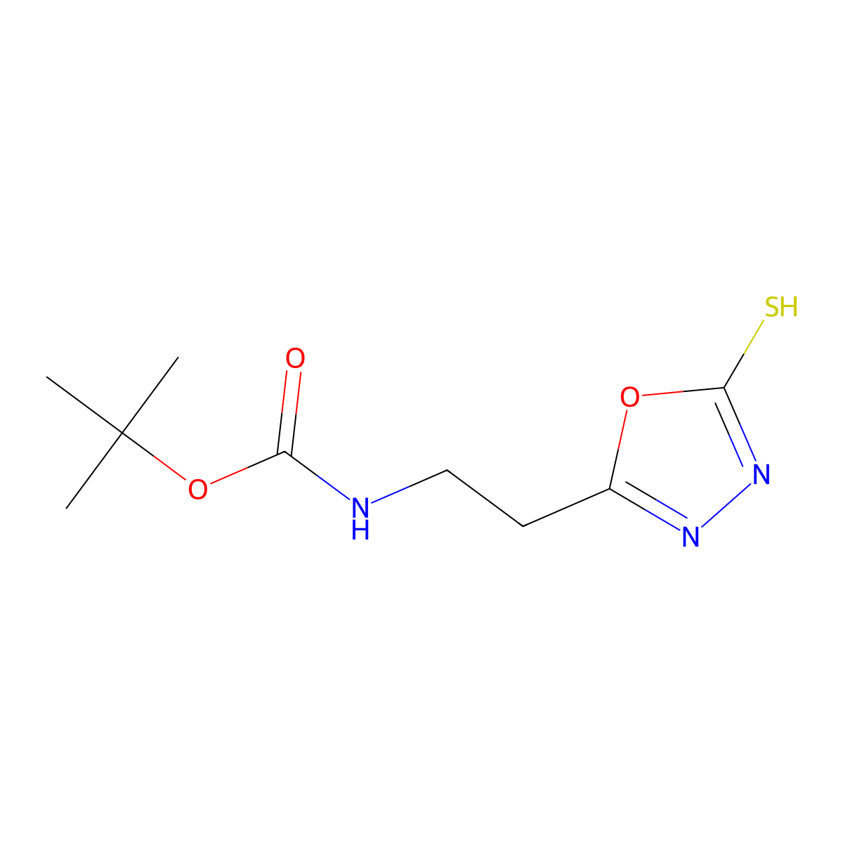 tert-Butyl [2-(5-mercapto-1,3,4-oxadiazol-2-yl)ethyl]carbamate molecular structure, CAS 843619-52-3