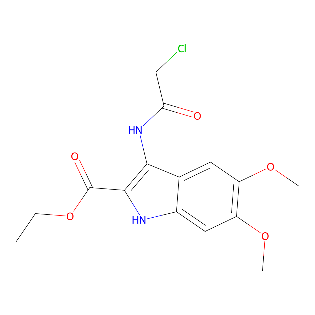 ethyl 3-(2-chloroacetamido)-5,6-dimethoxy-1H-indole-2-carboxylate molecular structure, CAS 843619-70-5