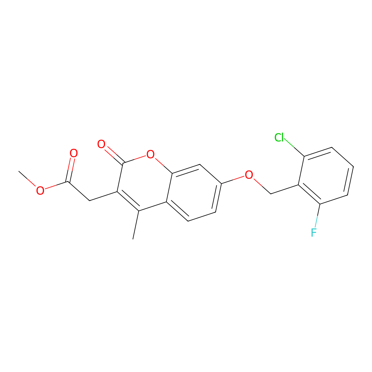 methyl {7-[(2-chloro-6-fluorobenzyl)oxy]-4-methyl-2-oxo-2H-chromen-3-yl}acetate molecular structure, CAS 843619-78-3
