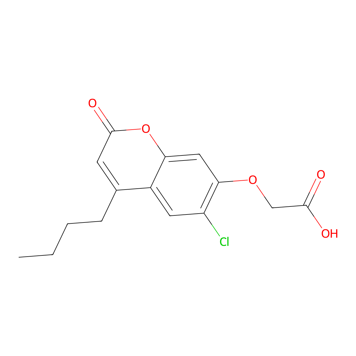 2-[(4-butyl-6-chloro-2-oxo-2H-chromen-7-yl)oxy]acetic acid molecular structure, CAS 843619-85-2