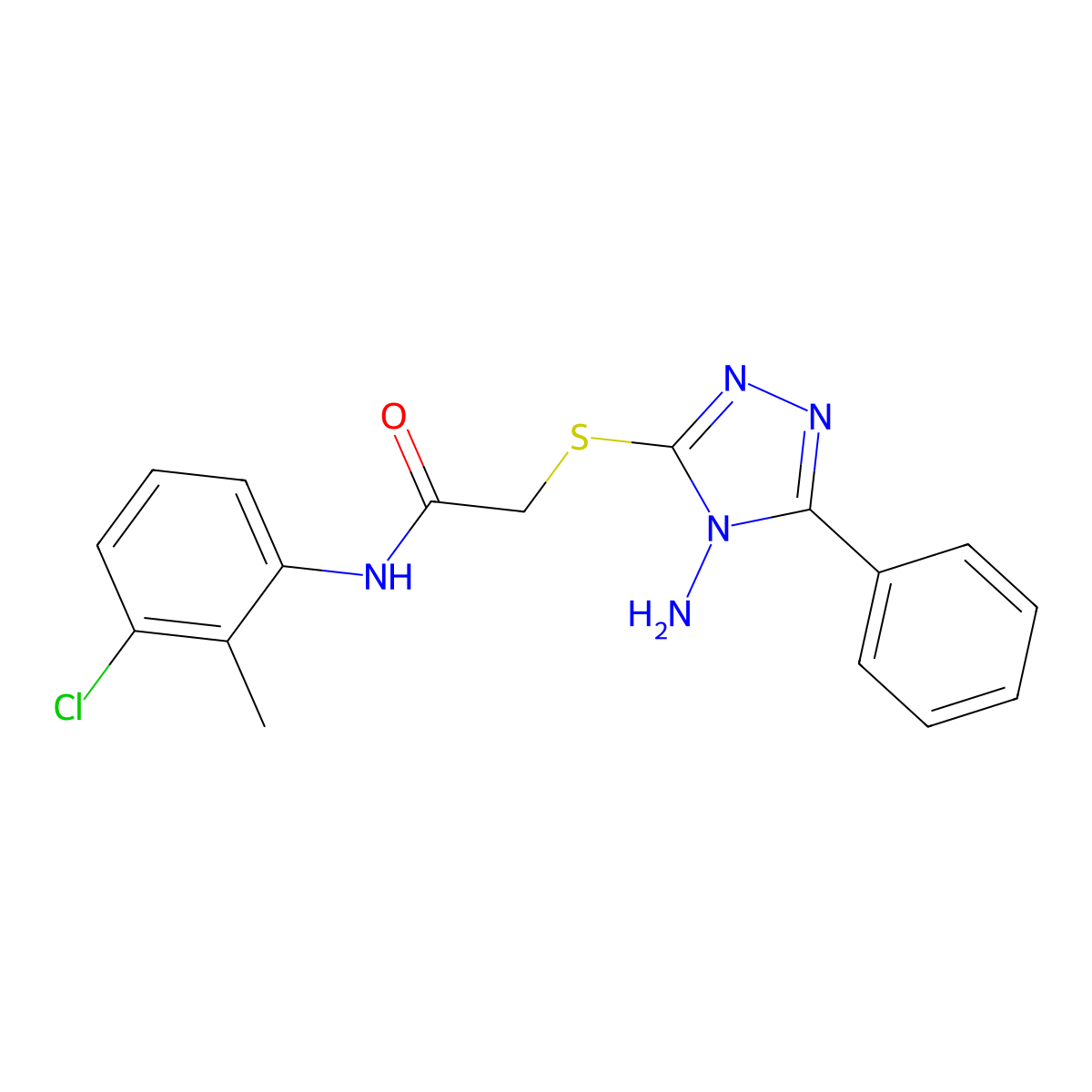 2-[(4-amino-5-phenyl-4H-1,2,4-triazol-3-yl)sulfanyl]-N-(3-chloro-2-methylphenyl)acetamide molecular structure, CAS 843620-15-5