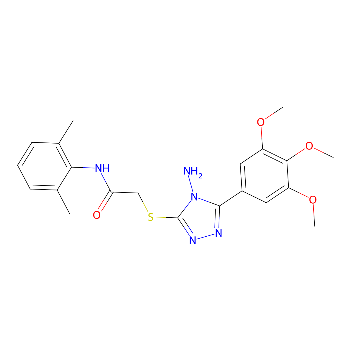 2-{[4-amino-5-(3,4,5-trimethoxyphenyl)-4H-1,2,4-triazol-3-yl]sulfanyl}-N-(2,6-dimethylphenyl)acetamide molecular structure, CAS 843620-31-5