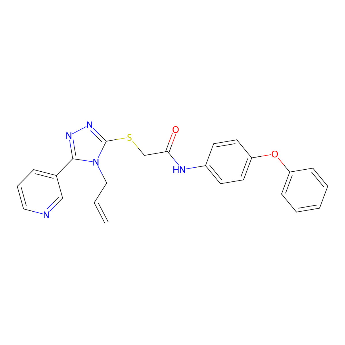 N-(4-phenoxyphenyl)-2-{[4-(prop-2-en-1-yl)-5-(pyridin-3-yl)-4H-1,2,4-triazol-3-yl]sulfanyl}acetamide molecular structure, CAS 843620-34-8