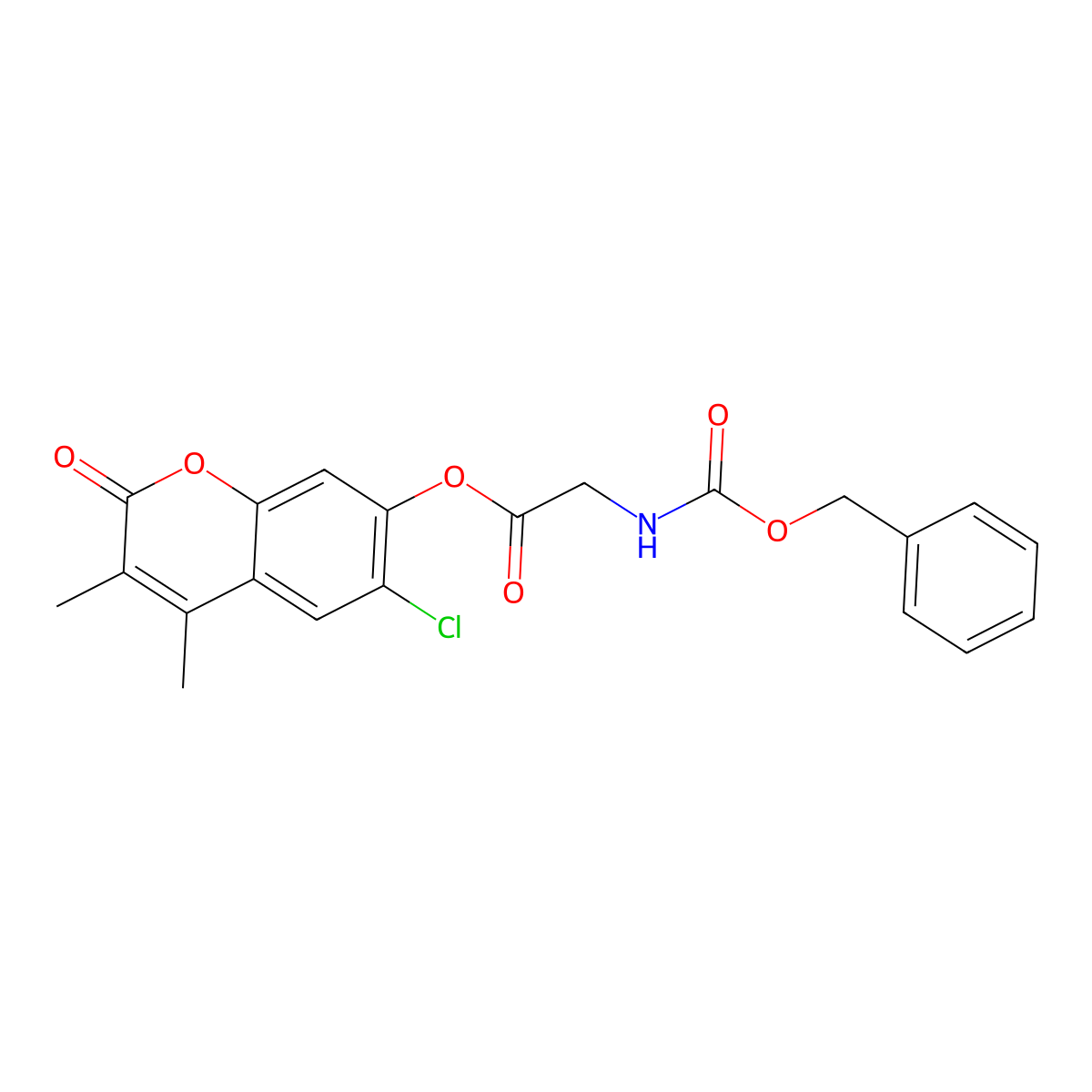 6-chloro-3,4-dimethyl-2-oxo-2H-chromen-7-yl N-[(benzyloxy)carbonyl]glycinate molecular structure, CAS 843620-35-9