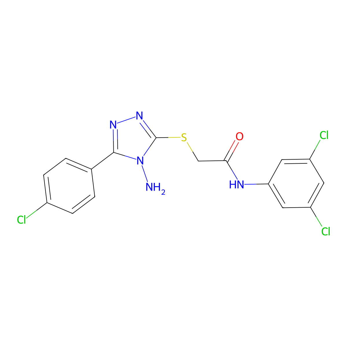 2-((4-amino-5-(4-chlorophenyl)-4H-1,2,4-triazol-3-yl)thio)-N-(3,5-dichlorophenyl)acetamide molecular structure, CAS 843620-70-2