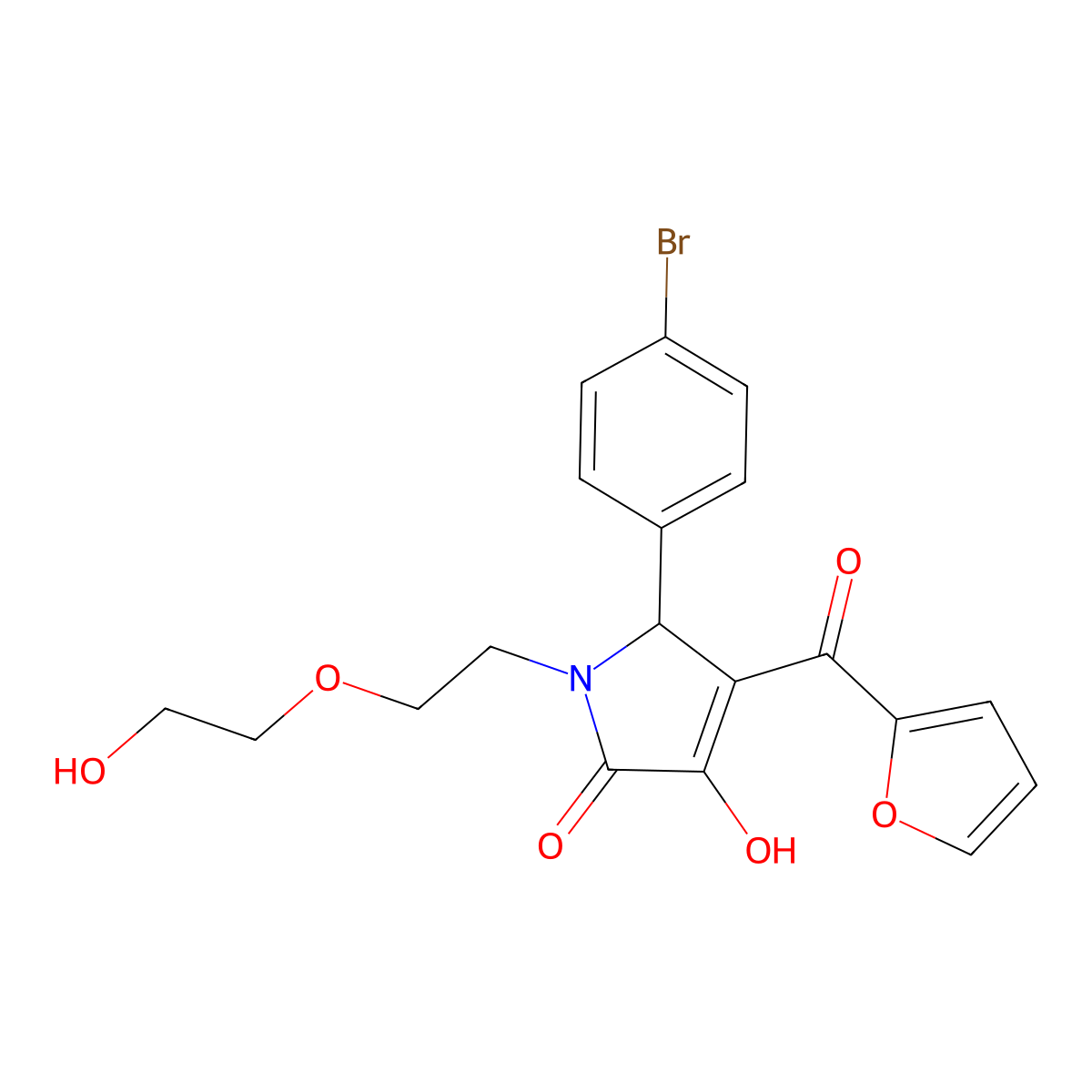 2-(4-bromophenyl)-3-(furan-2-carbonyl)-4-hydroxy-1-[2-(2-hydroxyethoxy)ethyl]-2H-pyrrol-5-one molecular structure, CAS 843620-86-0