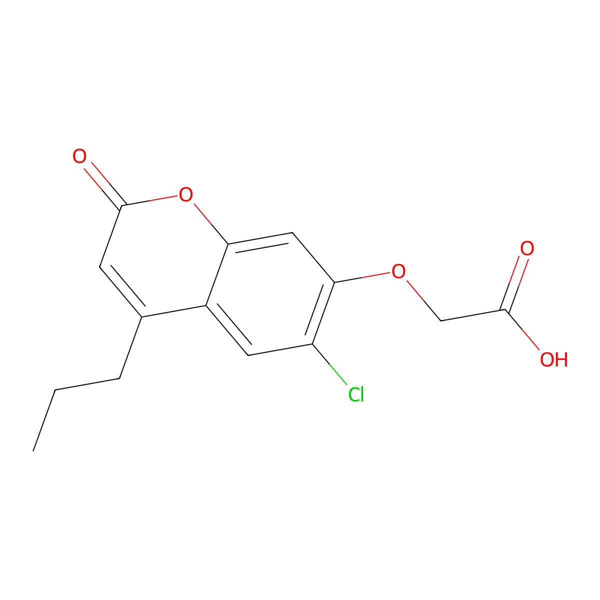 [(6-chloro-2-oxo-4-propyl-2H-chromen-7-yl)oxy]acetic acid molecular structure, CAS 843620-87-1