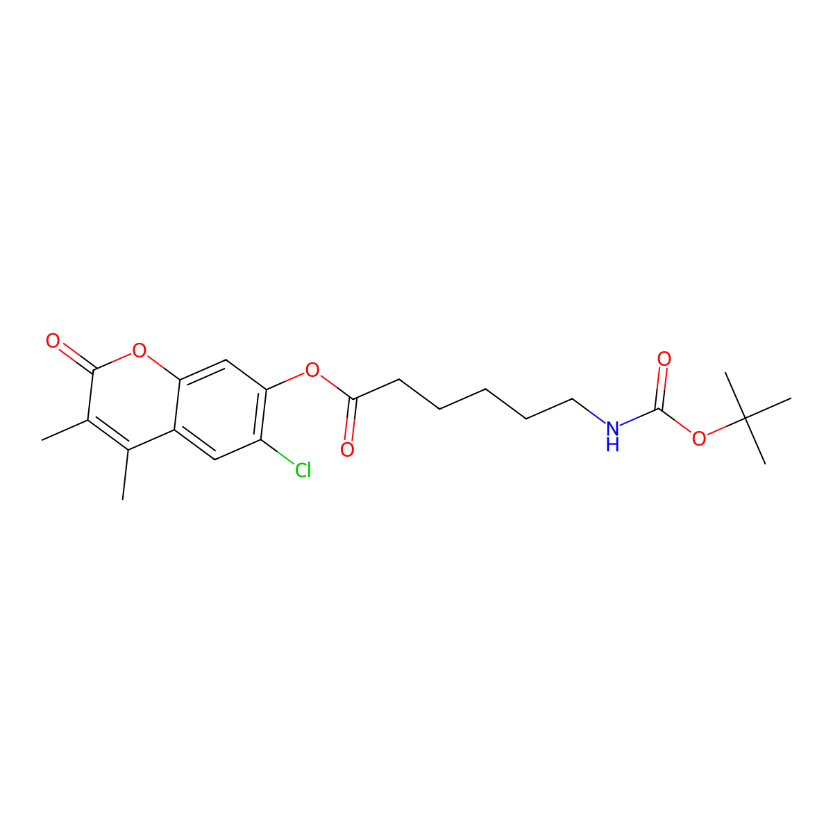6-chloro-3,4-dimethyl-2-oxo-2H-chromen-7-yl 6-[(tert-butoxycarbonyl)amino]hexanoate molecular structure, CAS 843621-28-3