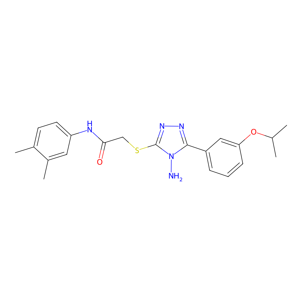 2-{4-amino-5-[3-(methylethoxy)phenyl](1,2,4-triazol-3-ylthio)}-N-(3,4-dimethyl phenyl)acetamide molecular structure, CAS 843621-54-5