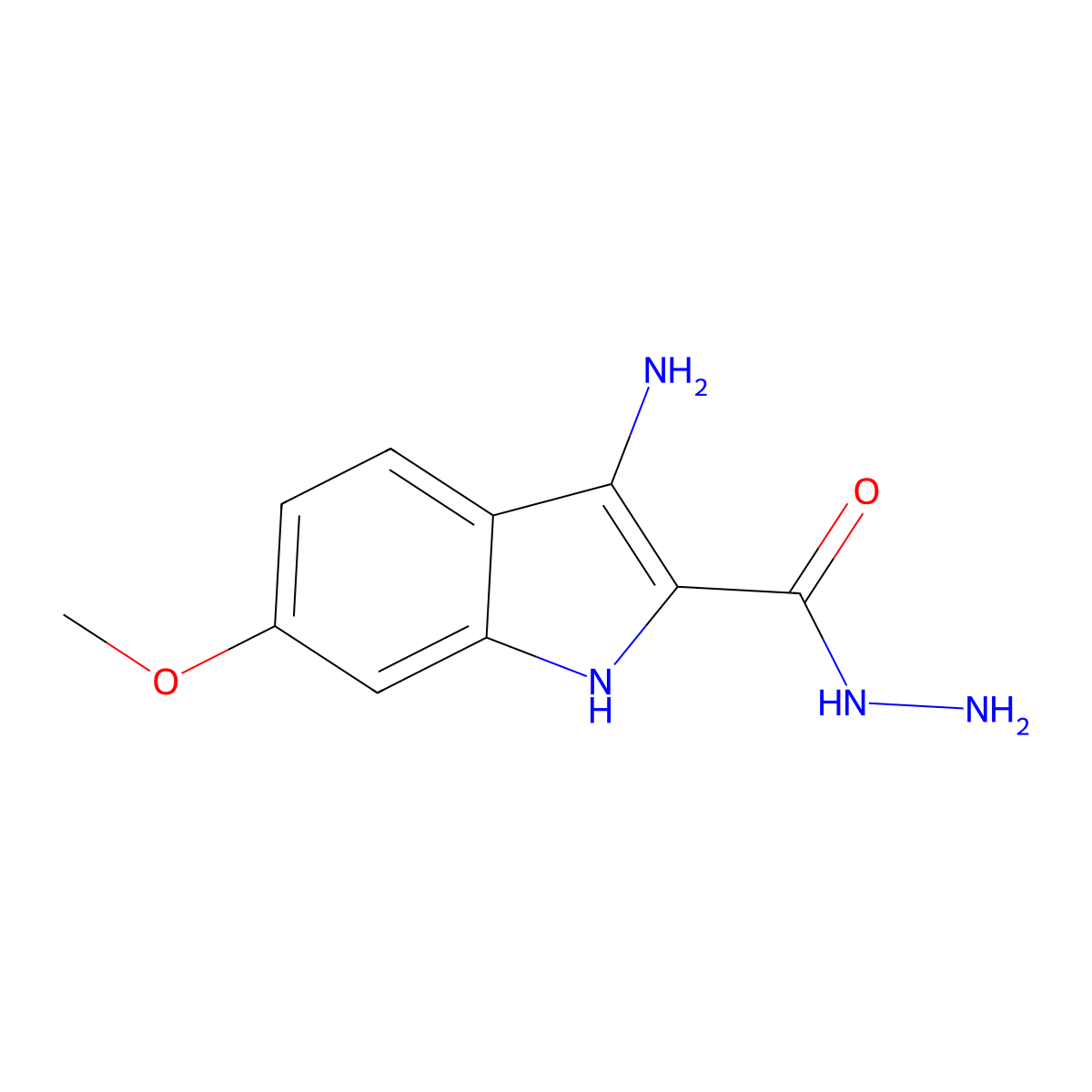 3-amino-6-methoxy-1H-indole-2-carbohydrazide molecular structure, CAS 843621-55-6