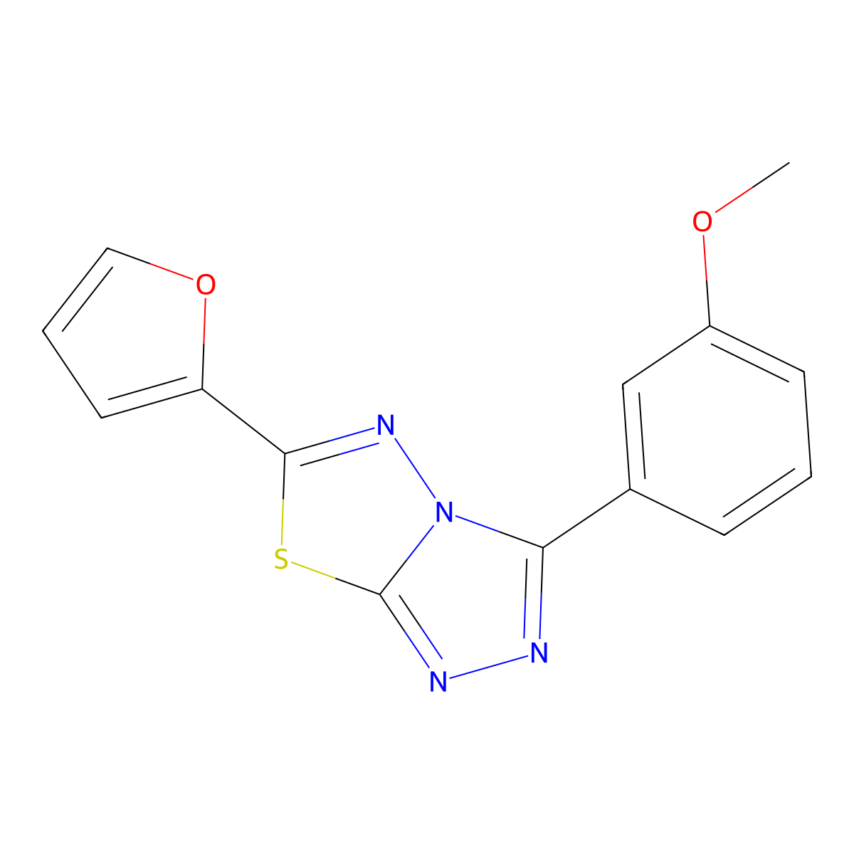 6-(Furan-2-yl)-3-(3-methoxyphenyl)-[1,2,4]triazolo[3,4-b][1,3,4]thiadiazole molecular structure, CAS 843621-64-7