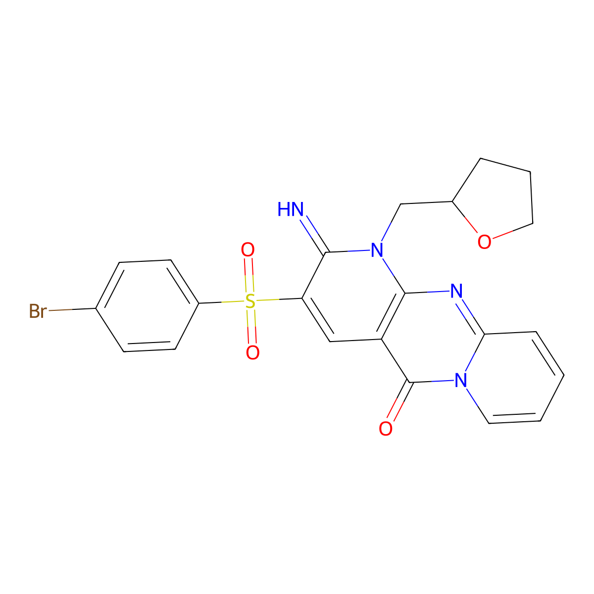 3-[(4-bromophenyl)sulfonyl]-2-imino-1-(tetrahydrofuran-2-ylmethyl)-1,2-dihydro-5H-dipyrido[1,2-a:2',3'-d]pyrimidin-5-one molecular structure, CAS 843621-67-0