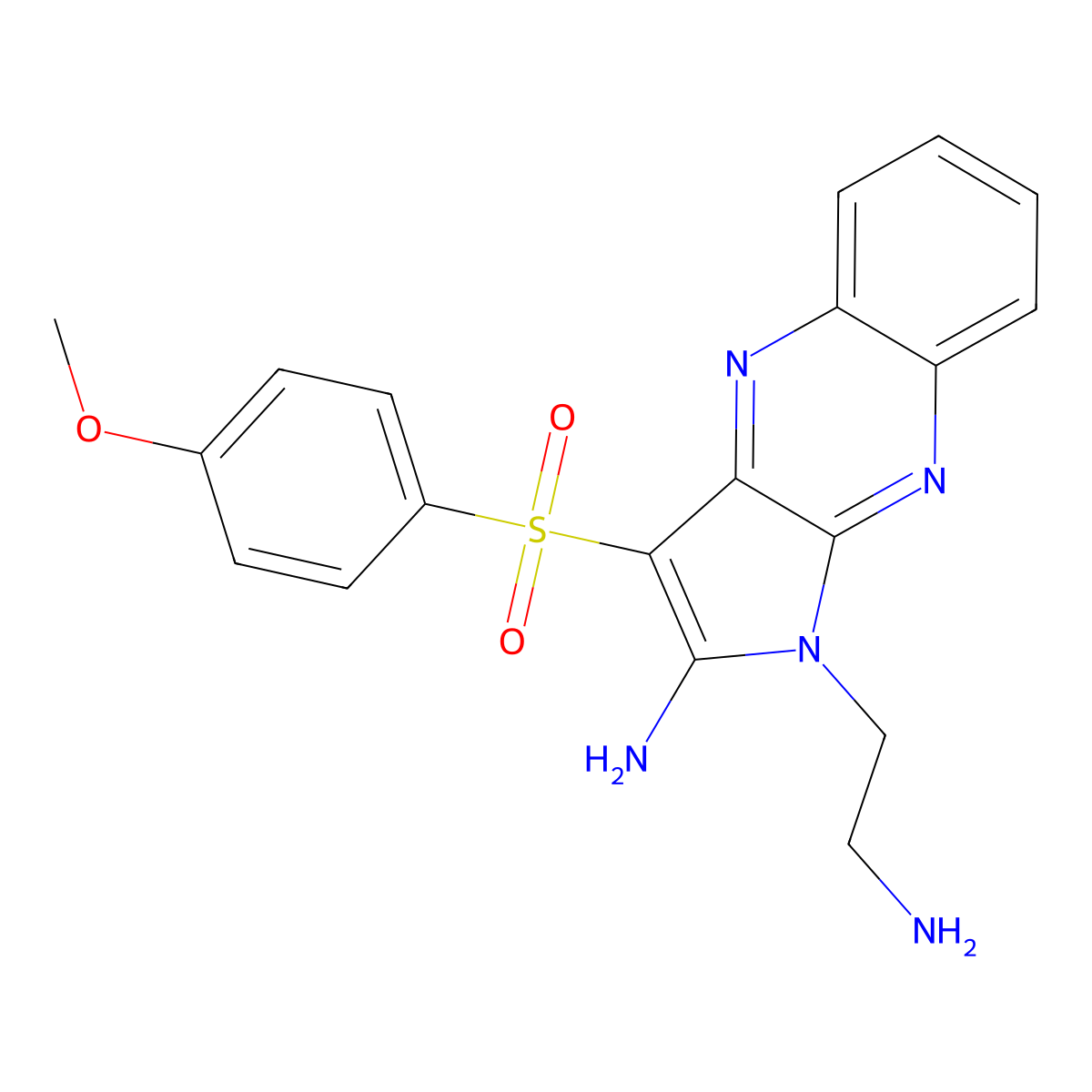 1-(2-aminoethyl)-3-((4-methoxyphenyl)sulfonyl)-1H-pyrrolo[2,3-b]quinoxalin-2-amine molecular structure, CAS 843621-71-6