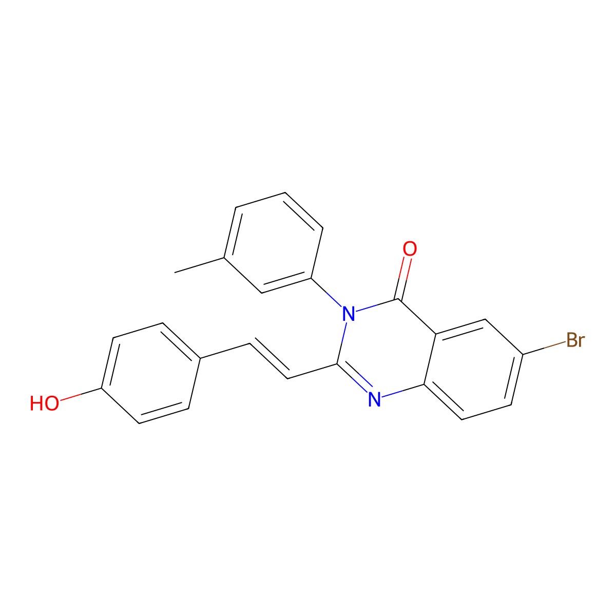6-Bromo-2-[2-(4-hydroxyphenyl)ethenyl]-3-(3-methylphenyl)-4(3H)-quinazolinone molecular structure, CAS 843621-81-8