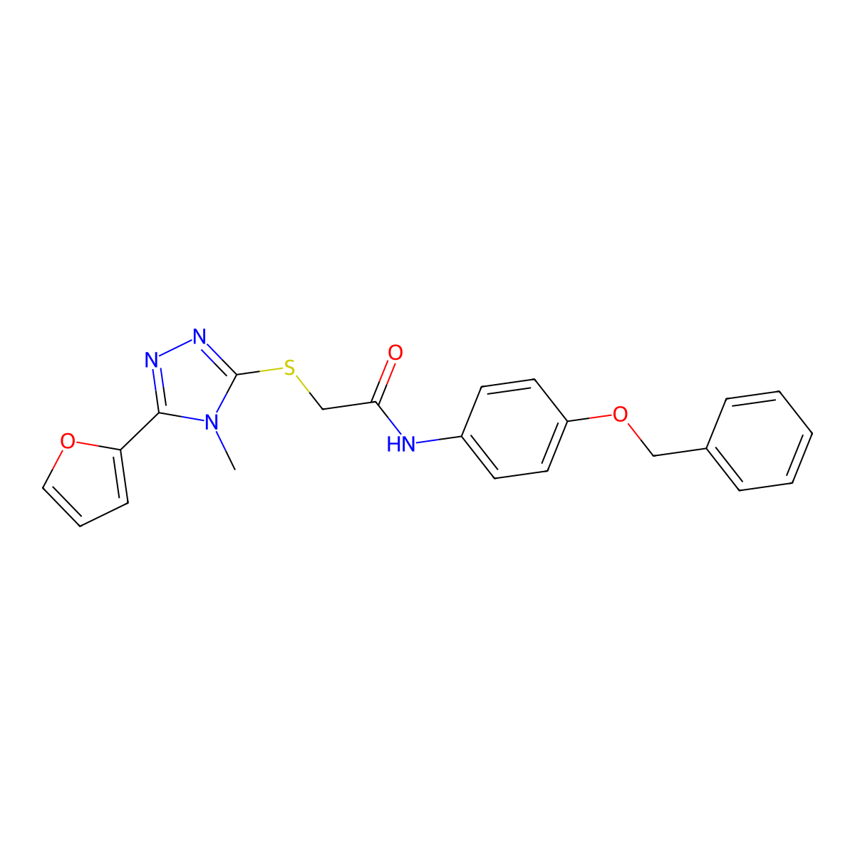 N-[4-(benzyloxy)phenyl]-2-{[5-(furan-2-yl)-4-methyl-4H-1,2,4-triazol-3-yl]sulfanyl}acetamide molecular structure, CAS 843621-87-4