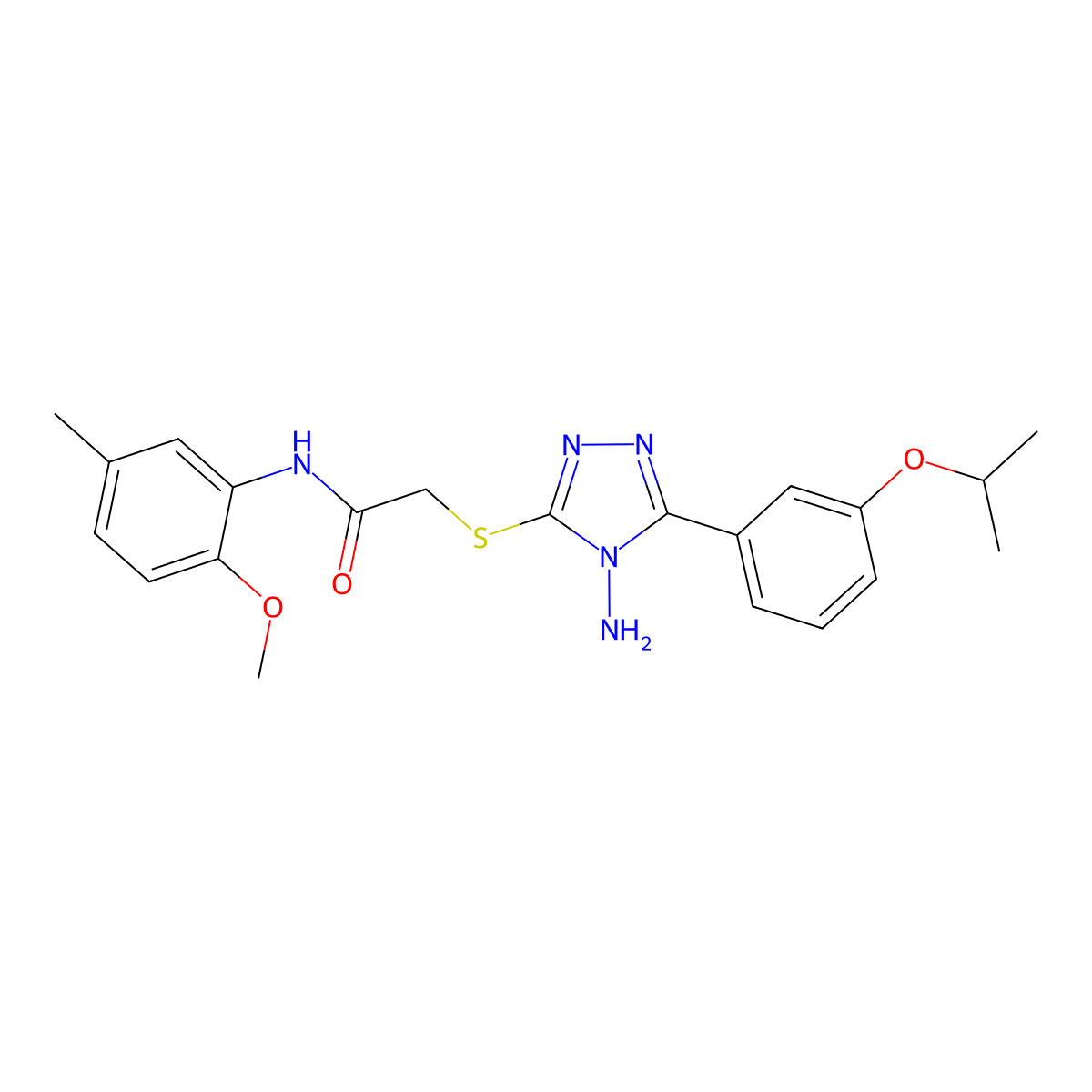 2-({4-amino-5-[3-(propan-2-yloxy)phenyl]-4H-1,2,4-triazol-3-yl}sulfanyl)-N-(2-methoxy-5-methylphenyl)acetamide molecular structure, CAS 843621-93-2