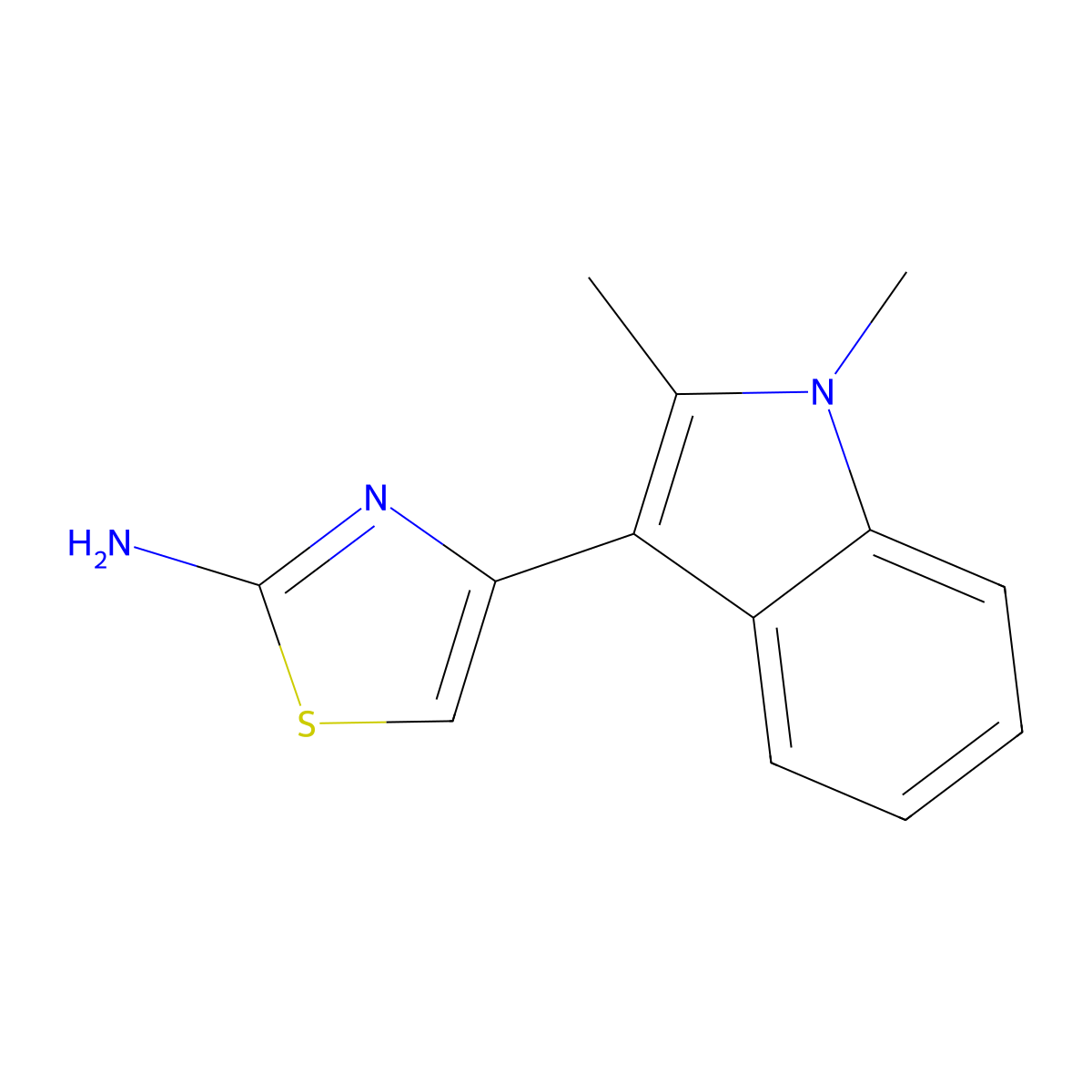 4-(1,2-dimethyl-1H-indol-3-yl)-1,3-thiazol-2-amine molecular structure, CAS 843622-17-3