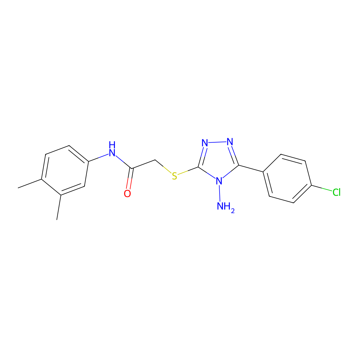 2-((4-amino-5-(4-chlorophenyl)-4H-1,2,4-triazol-3-yl)thio)-N-(3,4-dimethylphenyl)acetamide molecular structure, CAS 843622-27-5
