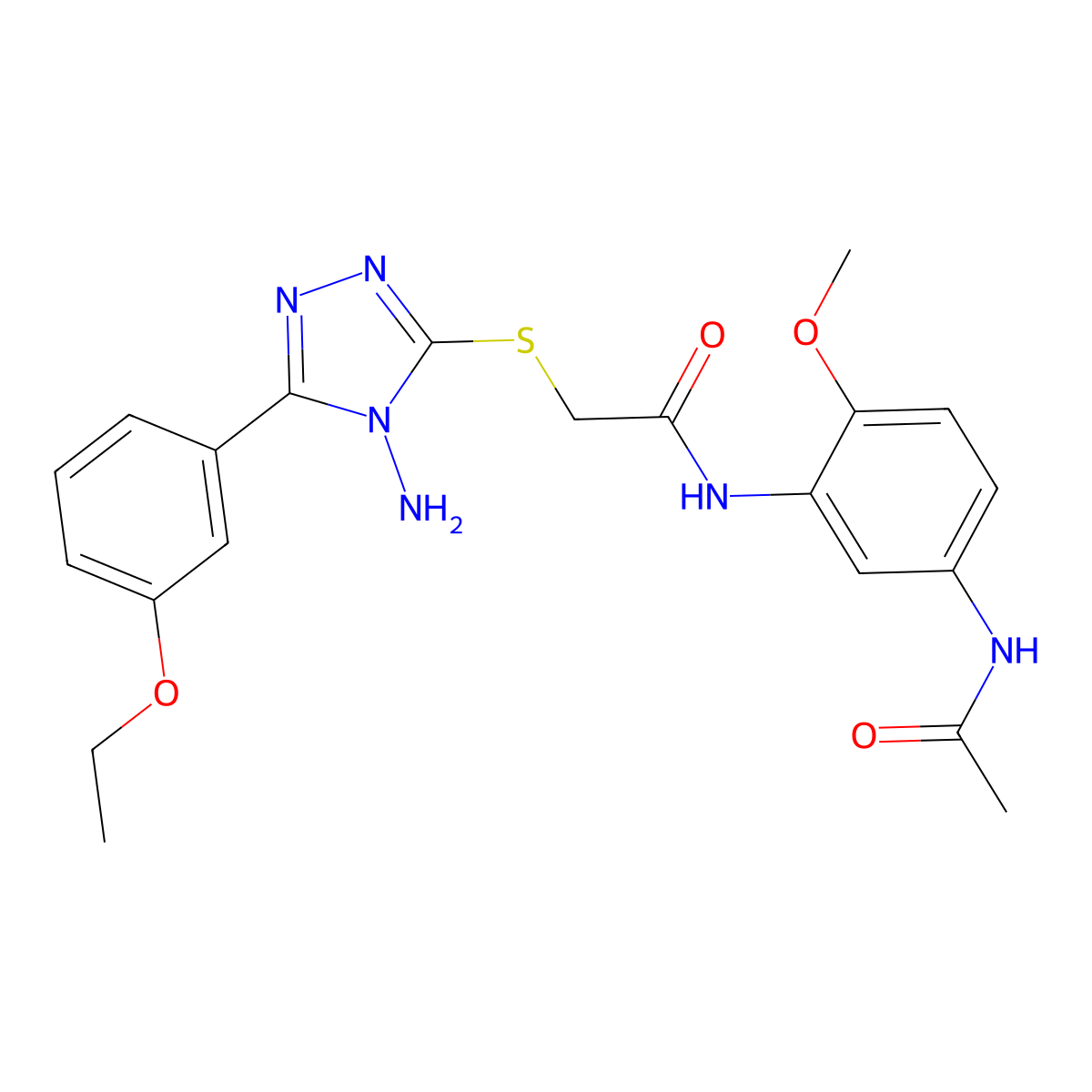 N-[5-(acetylamino)-2-methoxyphenyl]-2-[4-amino-5-(3-ethoxyphenyl)(1,2,4-triazo l-3-ylthio)]acetamide molecular structure, CAS 843622-54-8