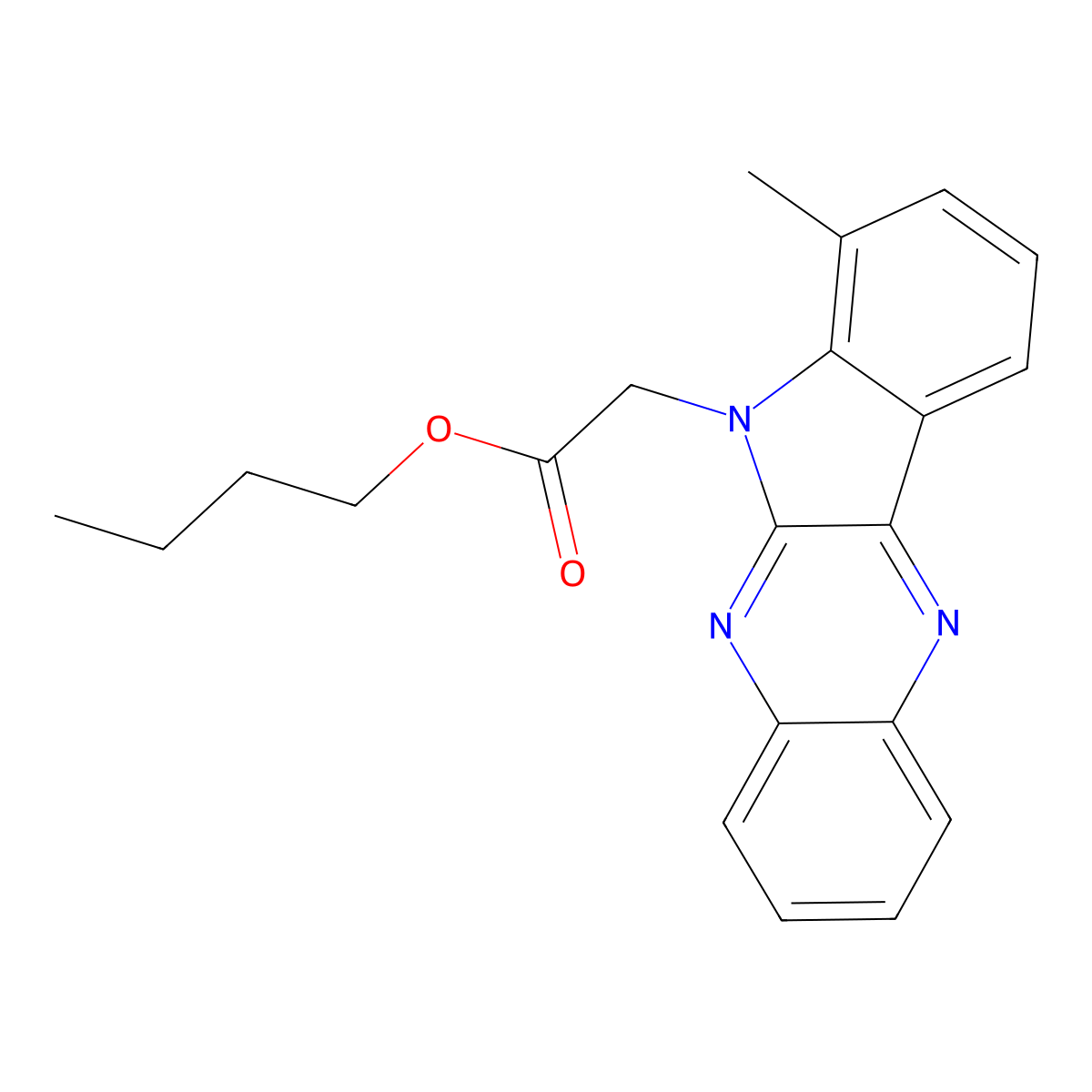 butyl 2-{7-methyl-6H-indolo[2,3-b]quinoxalin-6-yl}acetate molecular structure, CAS 843622-89-9