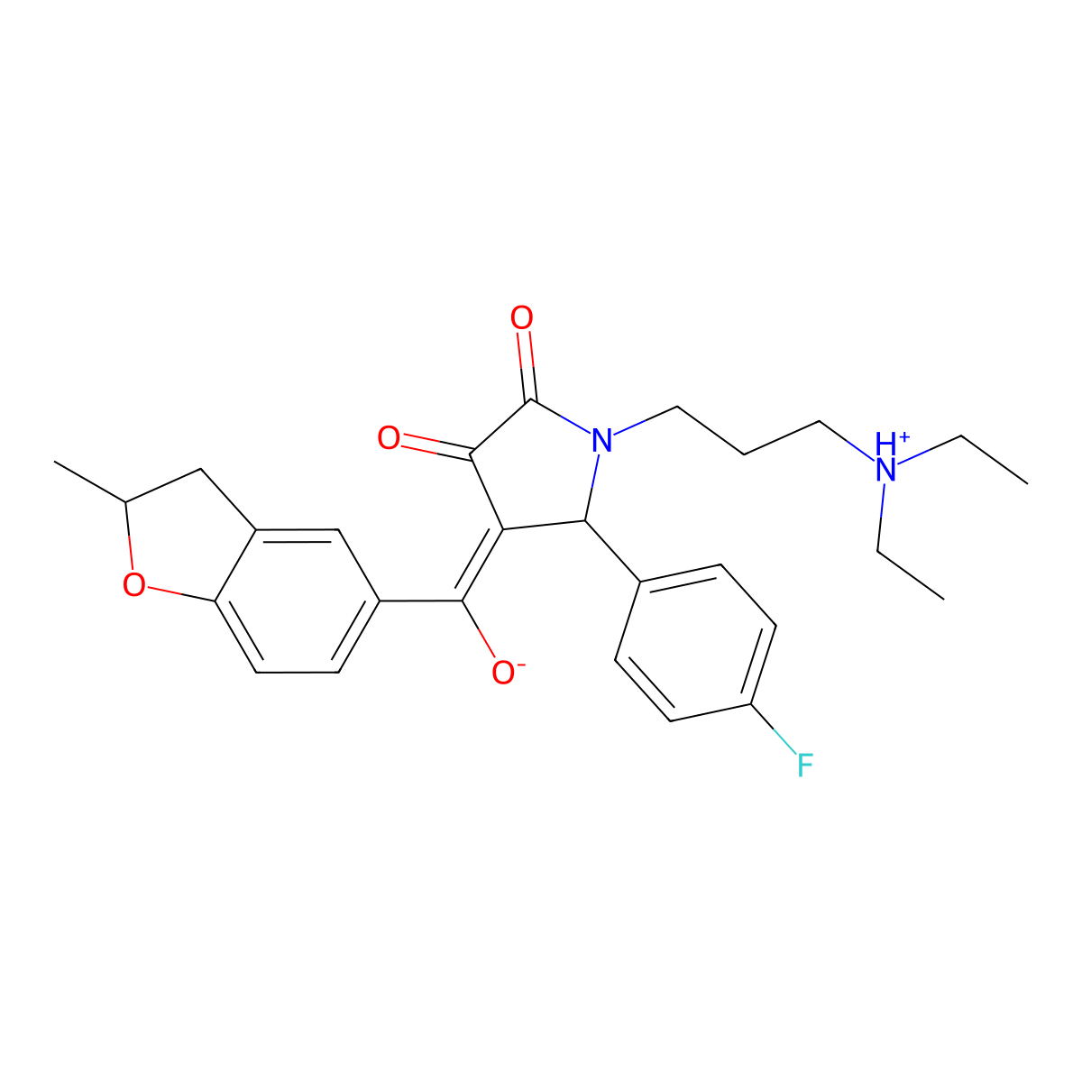 1-[3-(diethylamino)propyl]-5-(4-fluorophenyl)-3-hydroxy-4-(2-methyl-2,3-dihydro-1-benzofuran-5-carbonyl)-2,5-dihydro-1H-pyrrol-2-one molecular structure, CAS 843622-91-3