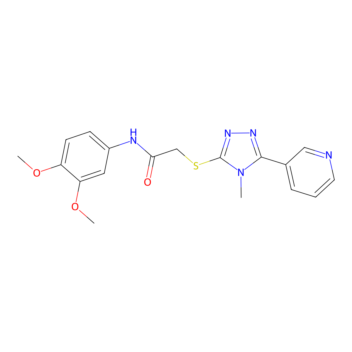 N-(3,4-dimethoxyphenyl)-2-{[4-methyl-5-(pyridin-3-yl)-4H-1,2,4-triazol-3-yl]sulfanyl}acetamide molecular structure, CAS 843623-09-6