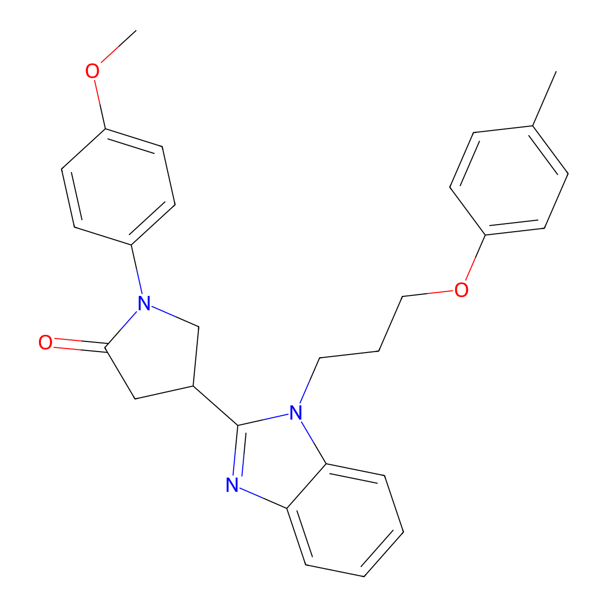 1-(4-methoxyphenyl)-4-(1-(3-(p-tolyloxy)propyl)-1H-benzo[d]imidazol-2-yl)pyrrolidin-2-one molecular structure, CAS 843623-21-2