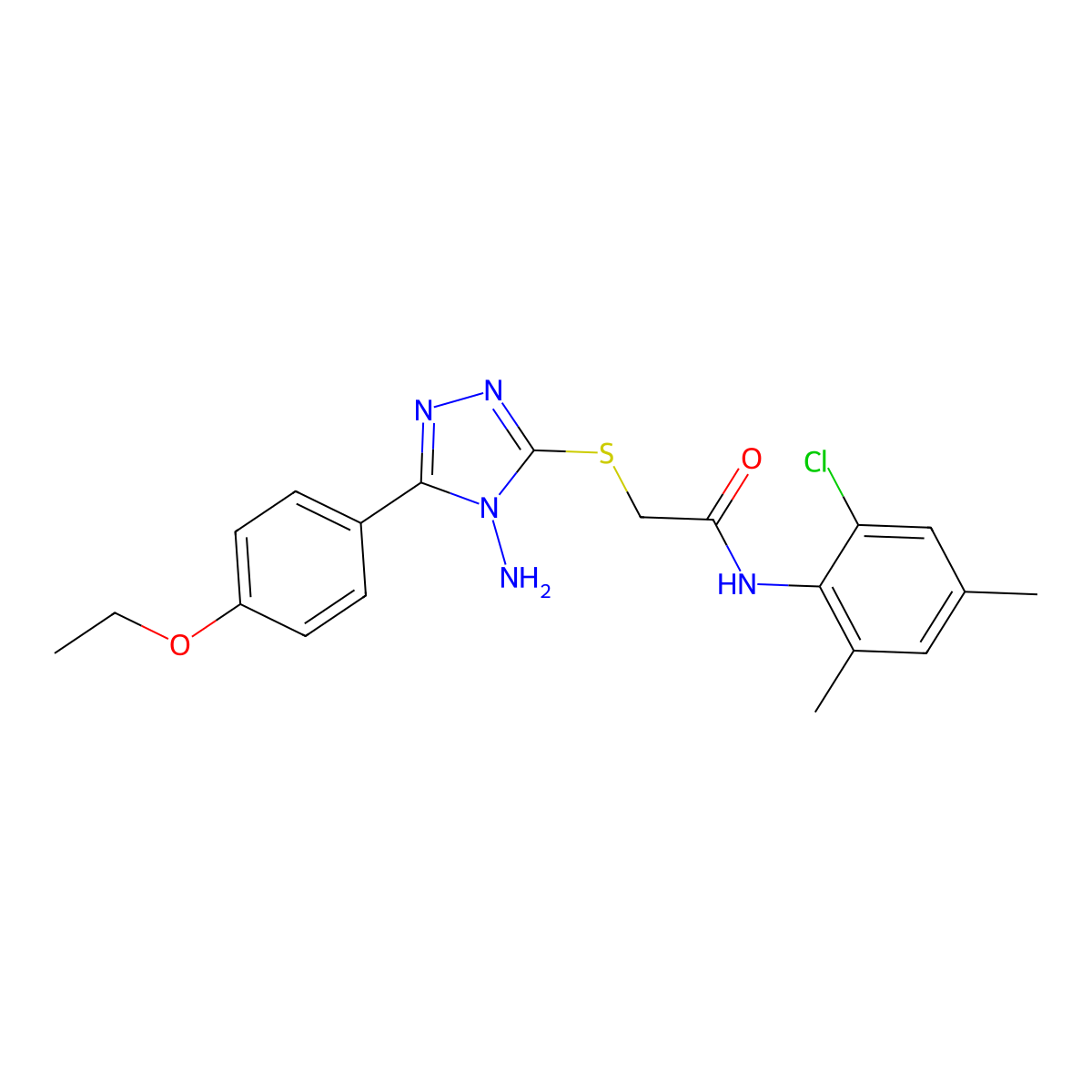 2-[4-amino-5-(4-ethoxyphenyl)(1,2,4-triazol-3-ylthio)]-N-(2-chloro-4,6-dimethy lphenyl)acetamide molecular structure, CAS 843624-01-1