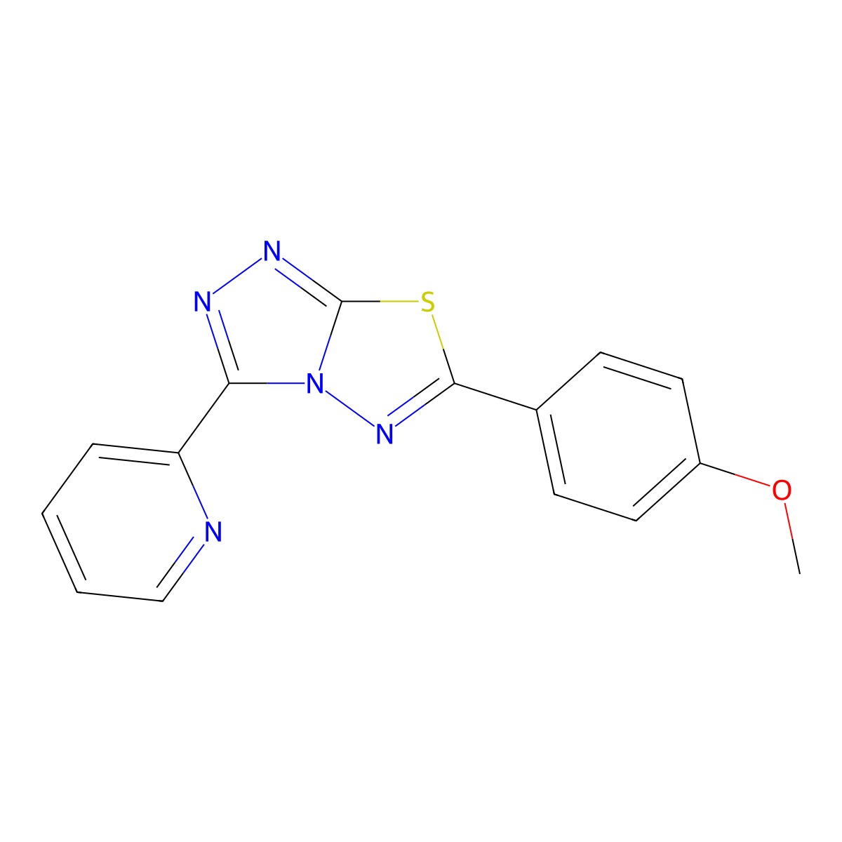 6-(4-Methoxyphenyl)-3-pyridin-2-yl-[1,2,4]triazolo[3,4-b][1,3,4]thiadiazole molecular structure, CAS 843624-20-4