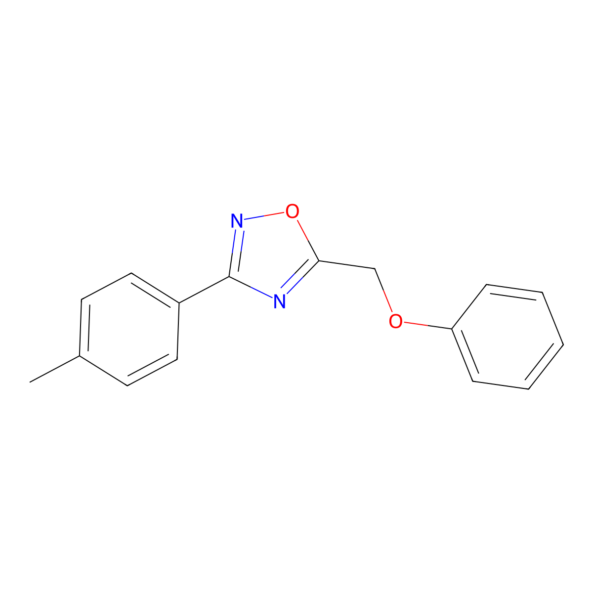 3-(4-Methylphenyl)-5-(phenoxymethyl)-1,2,4-oxadiazole molecular structure, CAS 843624-98-6