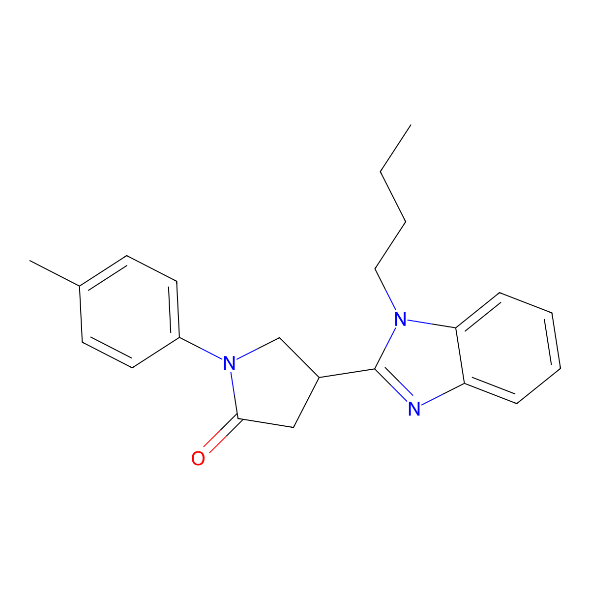 4-(1-Butylbenzimidazol-2-yl)-1-(4-methylphenyl)pyrrolidin-2-one molecular structure, CAS 843625-26-3