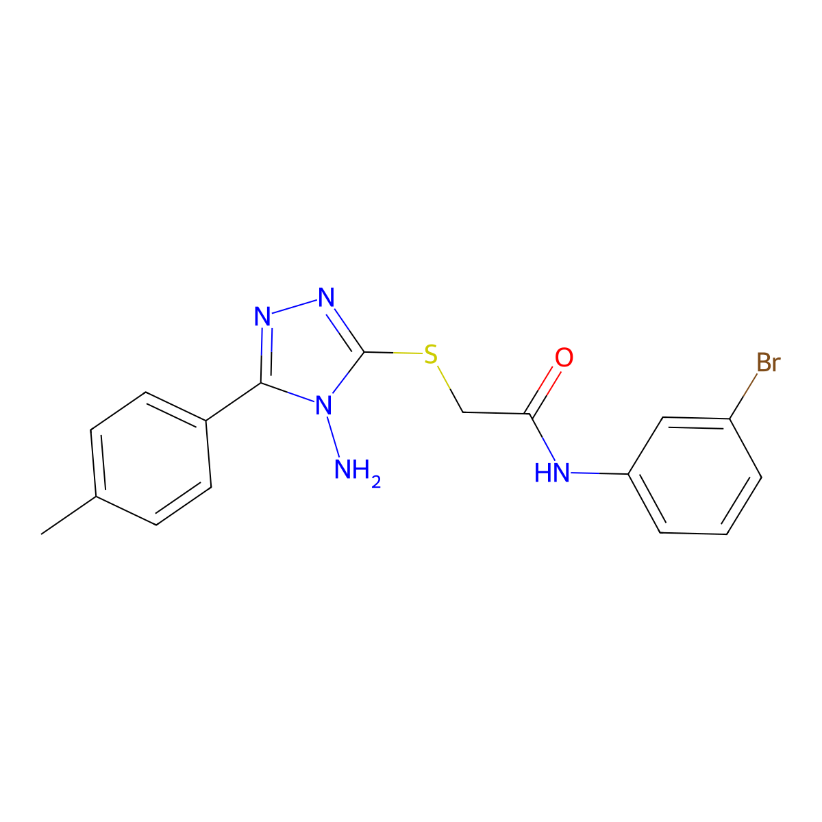 2-[4-amino-5-(4-methylphenyl)(1,2,4-triazol-3-ylthio)]-N-(3-bromophenyl)acetam ide molecular structure, CAS 843625-67-2