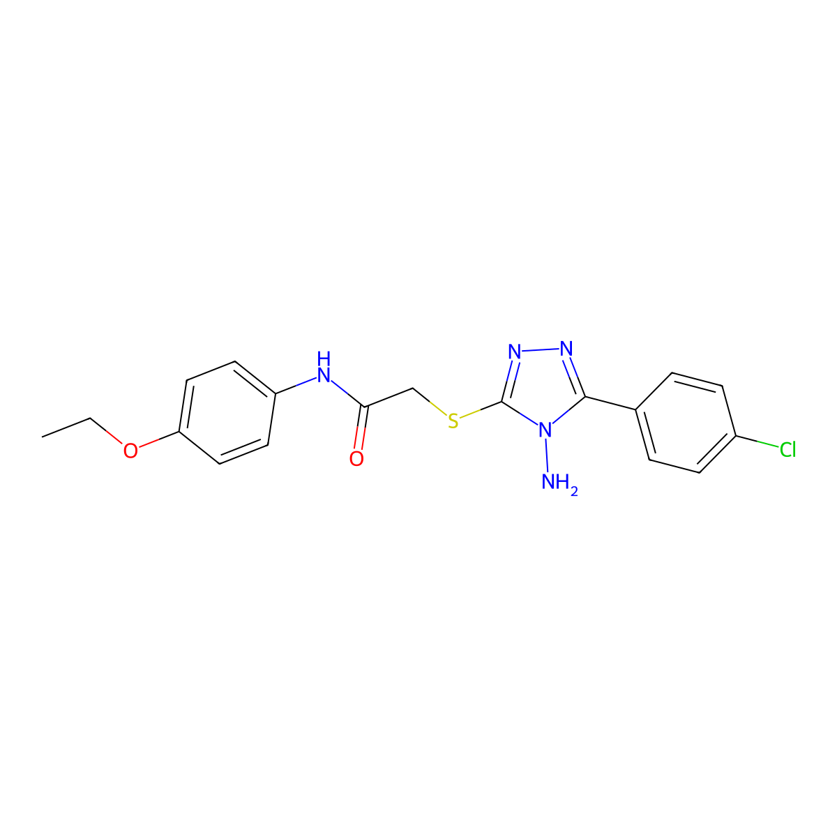 2-((4-amino-5-(4-chlorophenyl)-4H-1,2,4-triazol-3-yl)thio)-N-(4-ethoxyphenyl)acetamide molecular structure, CAS 843625-78-5