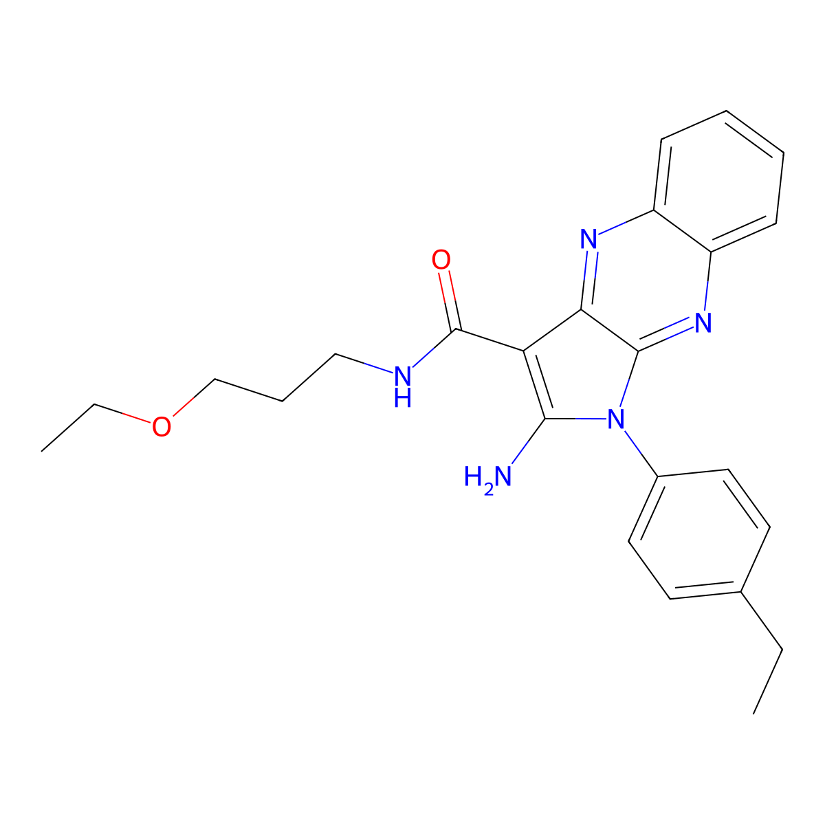 2-amino-N-(3-ethoxypropyl)-1-(4-ethylphenyl)-1H-pyrrolo[2,3-b]quinoxaline-3-carboxamide molecular structure, CAS 843625-80-9