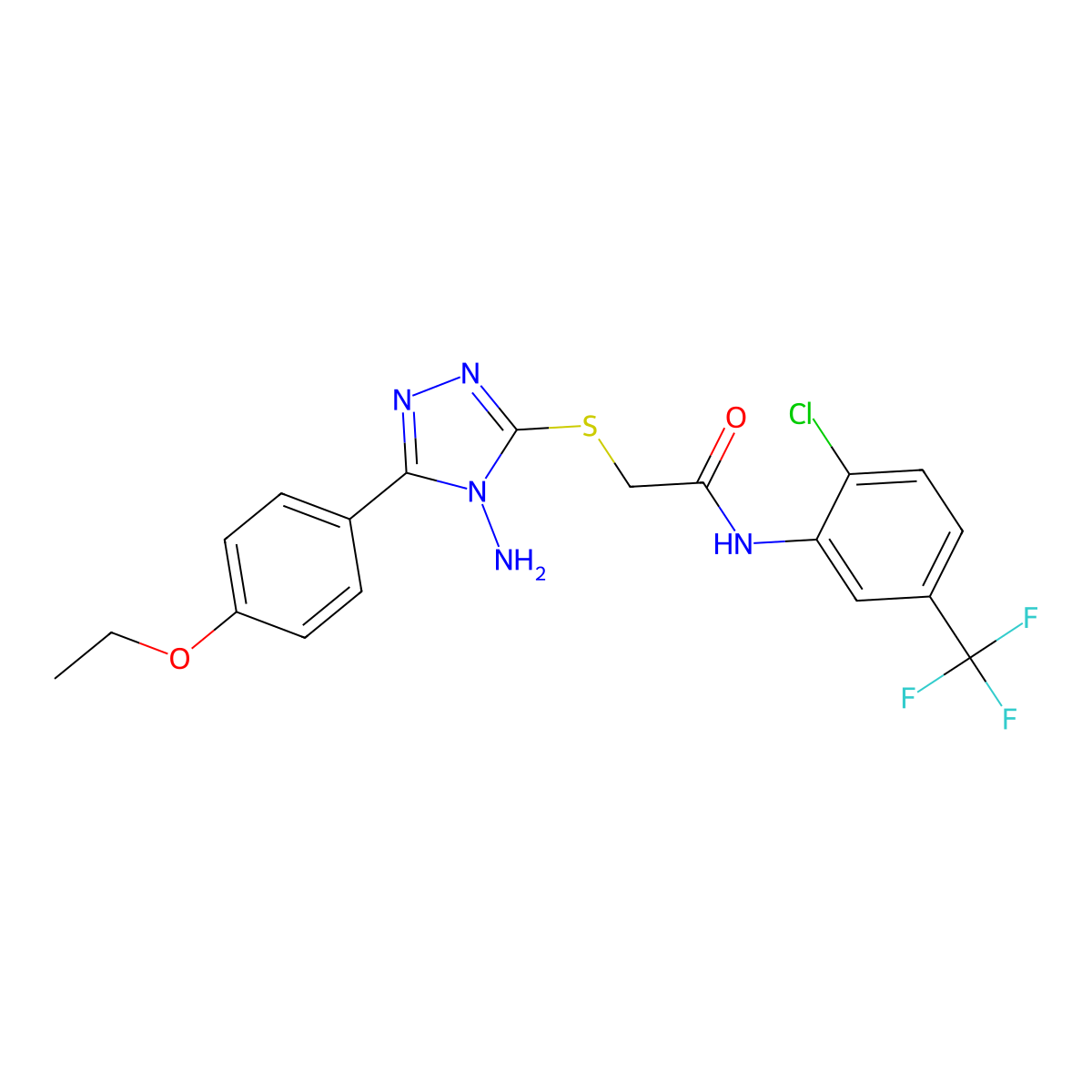 2-{[4-amino-5-(4-ethoxyphenyl)-4H-1,2,4-triazol-3-yl]sulfanyl}-N-[2-chloro-5-(trifluoromethyl)phenyl]acetamide molecular structure, CAS 843625-89-8