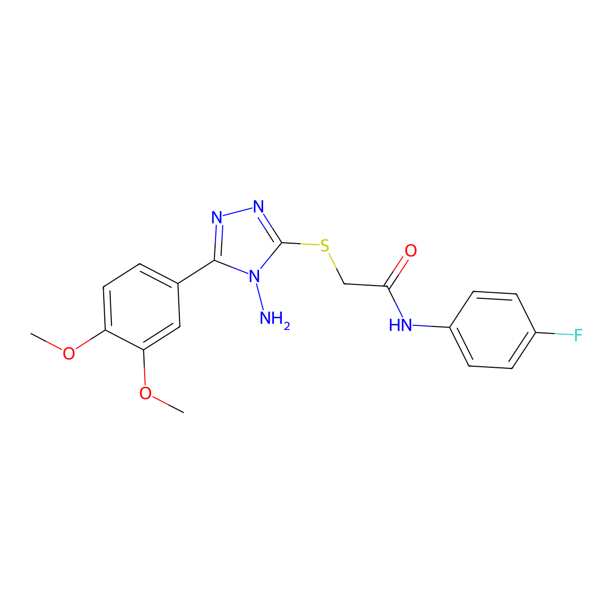 2-((4-amino-5-(3,4-dimethoxyphenyl)-4H-1,2,4-triazol-3-yl)thio)-N-(4-fluorophenyl)acetamide molecular structure, CAS 843626-17-5