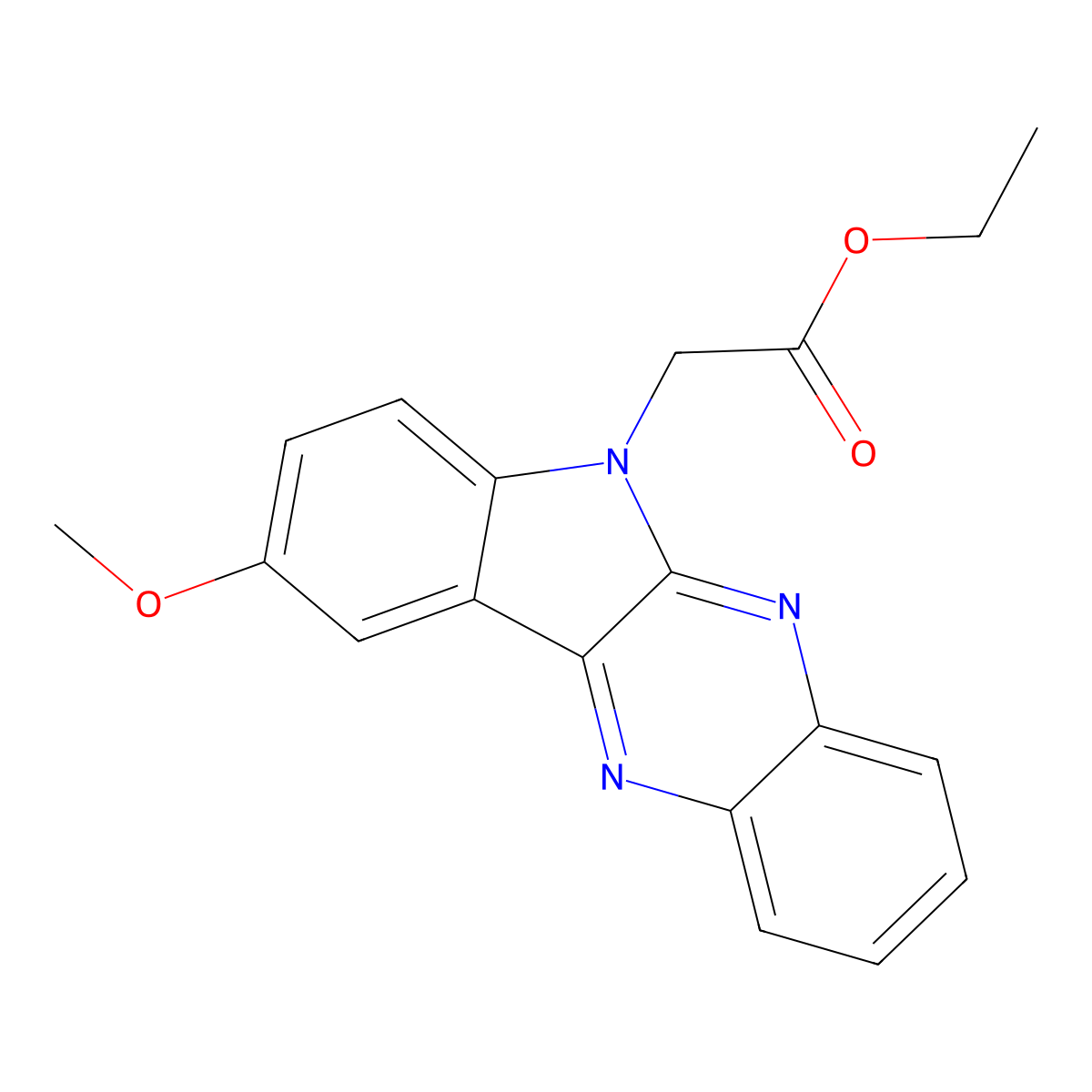 Ethyl 2-(9-methoxyindolo[3,2-b]quinoxalin-6-yl)acetate molecular structure, CAS 843626-32-4