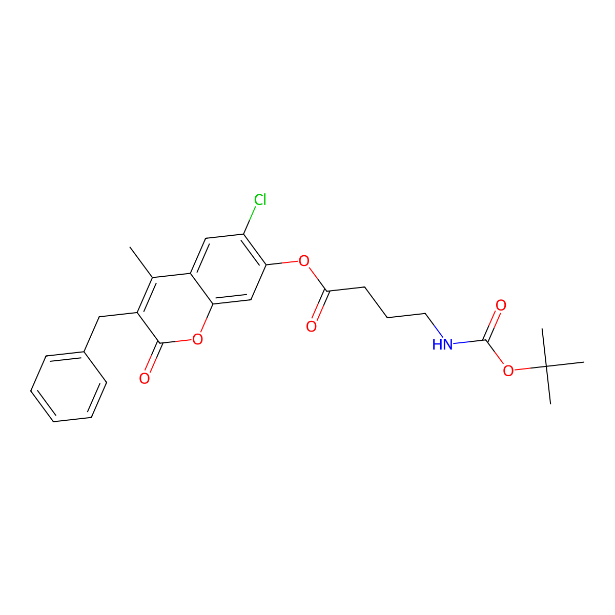 3-benzyl-6-chloro-4-methyl-2-oxo-2H-chromen-7-yl 4-[(tert-butoxycarbonyl)amino]butanoate molecular structure, CAS 843626-66-4