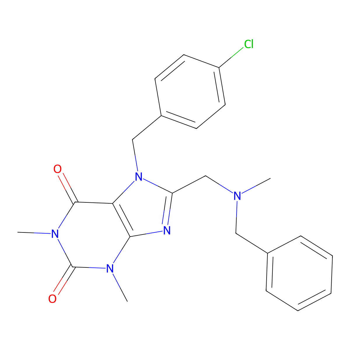 8-[[Benzyl(methyl)amino]methyl]-7-[(4-chlorophenyl)methyl]-1,3-dimethylpurine-2,6-dione molecular structure, CAS 843626-88-0